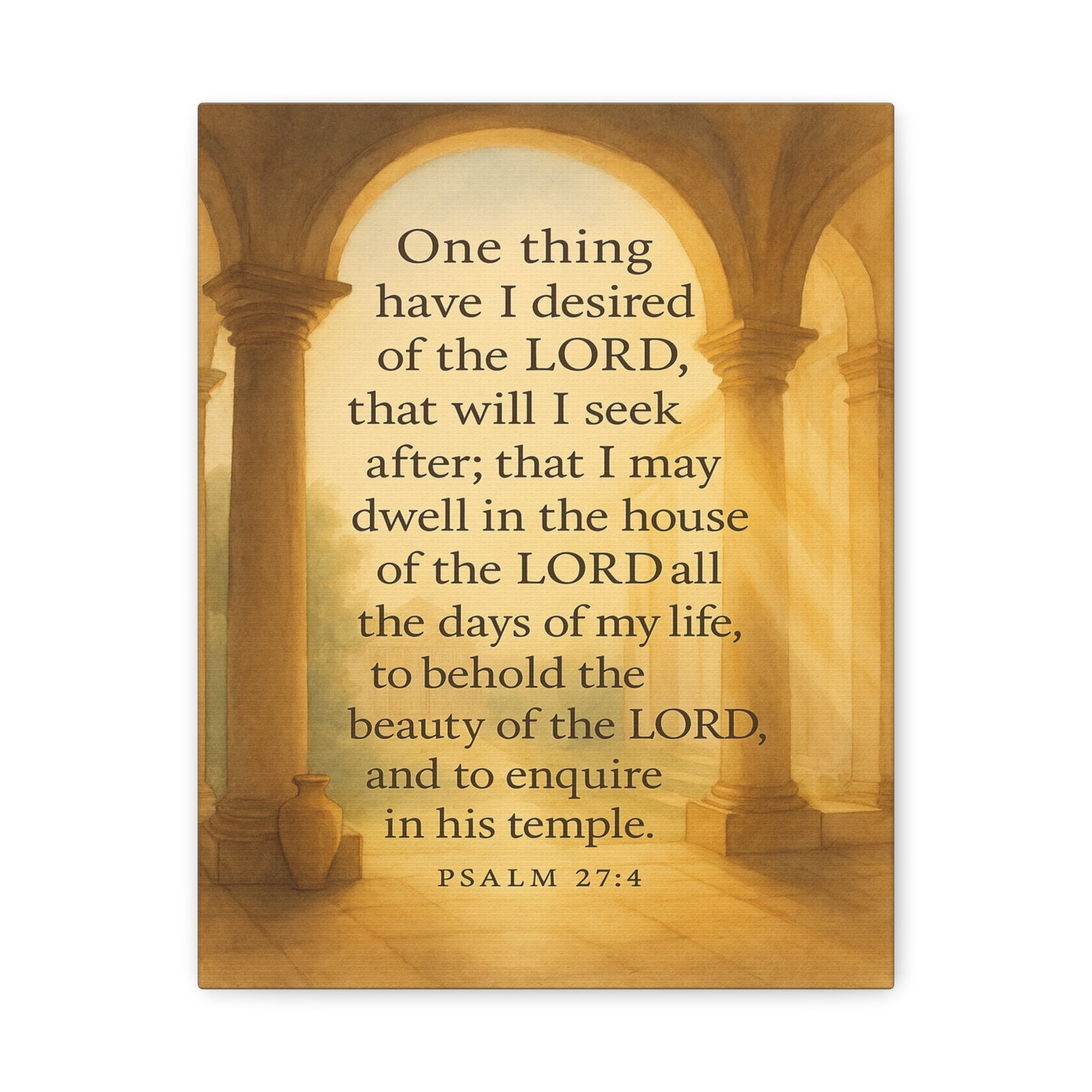 Bible Verse Canvas Psalm 27:4 Christian Home Décor Wall Art Scripture Ready to Hang Faith Print-Express Your Love Gifts