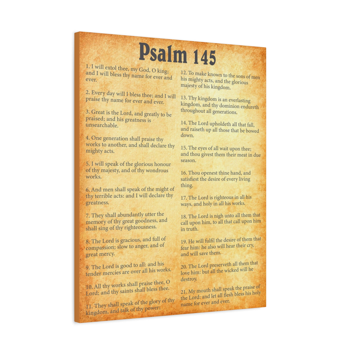 Scripture Walls Psalm 145 Gold Bible Chapter Canvas Christian Wall Art Ready to Hang-Express Your Love Gifts