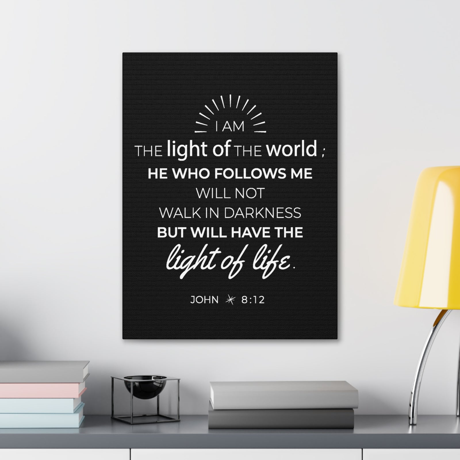 Scripture Walls John 8:12 Light of the World Bible Verse Canvas Christian Wall Art Ready to Hang Unframed-Express Your Love Gifts