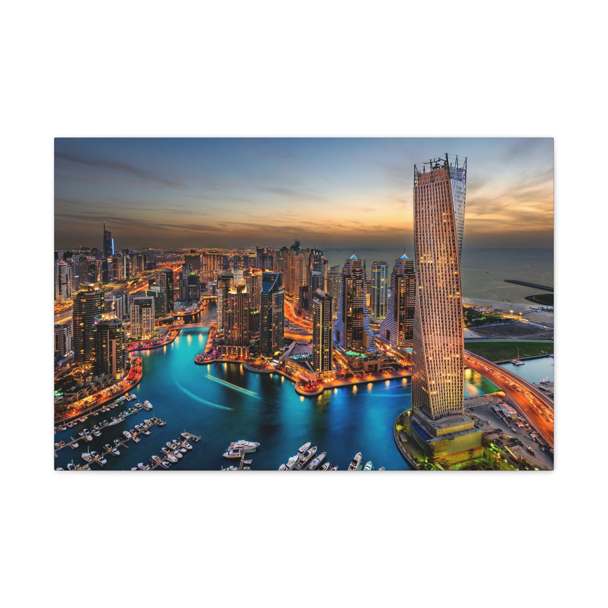 Dubai Night Skyline Canvas Artwork High-Quality Breathtaking Stunning Cityscape for Home Decor Ready to Hang-Express Your Love Gifts