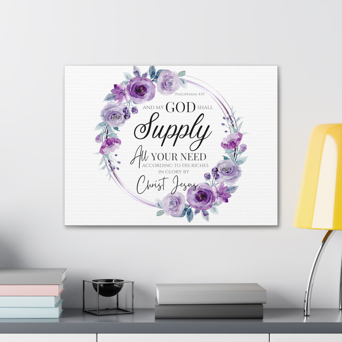 Scripture Walls Philippians 4:19 God Shall Supply Bible Verse Canvas Christian Wall Art Ready to Hang Unframed-Express Your Love Gifts