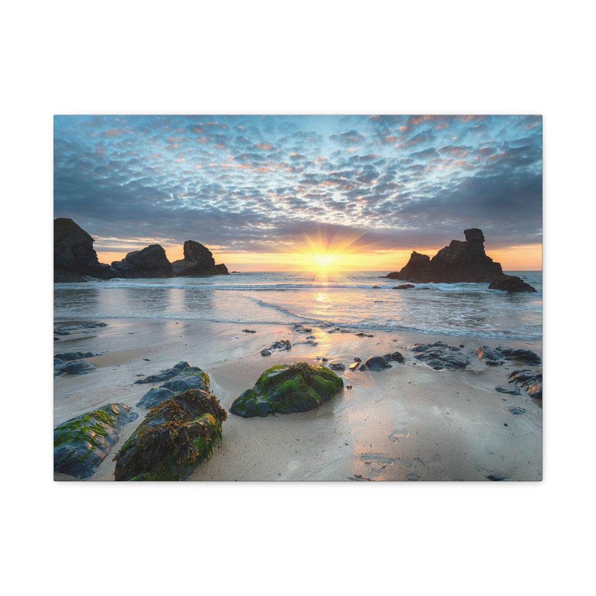 Sunset At Porthcothan Bay Canvas Wall Art for Home Decor Ready-to-Hang-Express Your Love Gifts