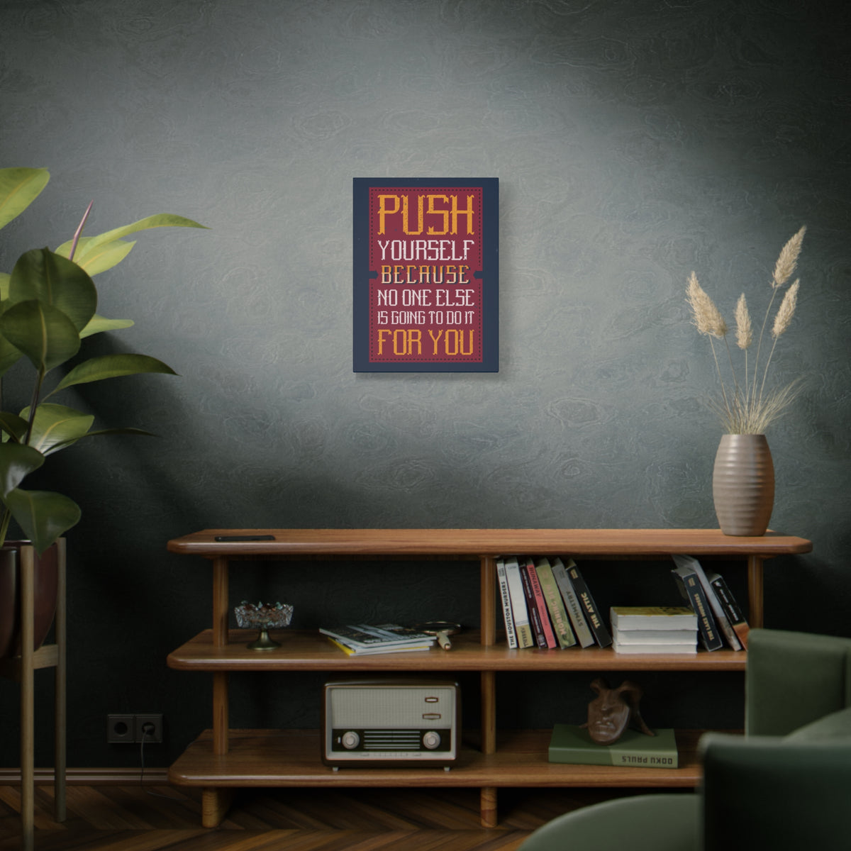 Inspirational Quote Canvas Push Yourself Wall Art Motivational Motto Inspiring Prints Artwork Decor Ready to Hang-Express Your Love Gifts
