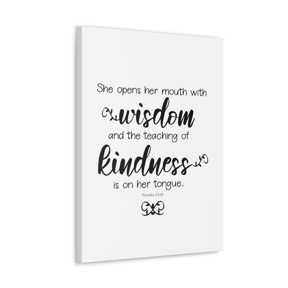 Scripture Walls Proverbs 31:26 Wisdom and Kindness Bible Verse Canvas Christian Wall Art Ready to Hang Unframed-Express Your Love Gifts