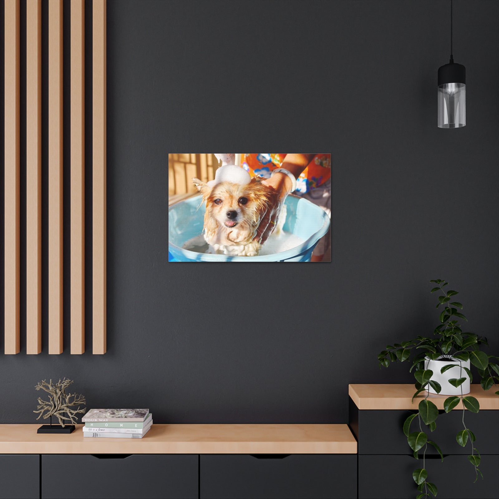 Cute Pomeranian Bathee Canvas Wall Art for Home Decor Ready-to-Hang-Express Your Love Gifts