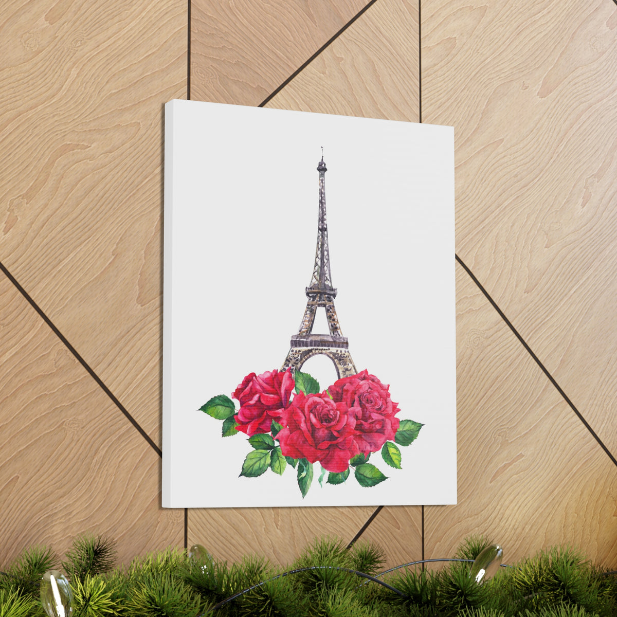 Eiffel Tower Red Rose Paris Illustration France Canvas Artwork High-Quality Breathtaking French City for Home Decor Ready to Hang-Express Your Love Gifts