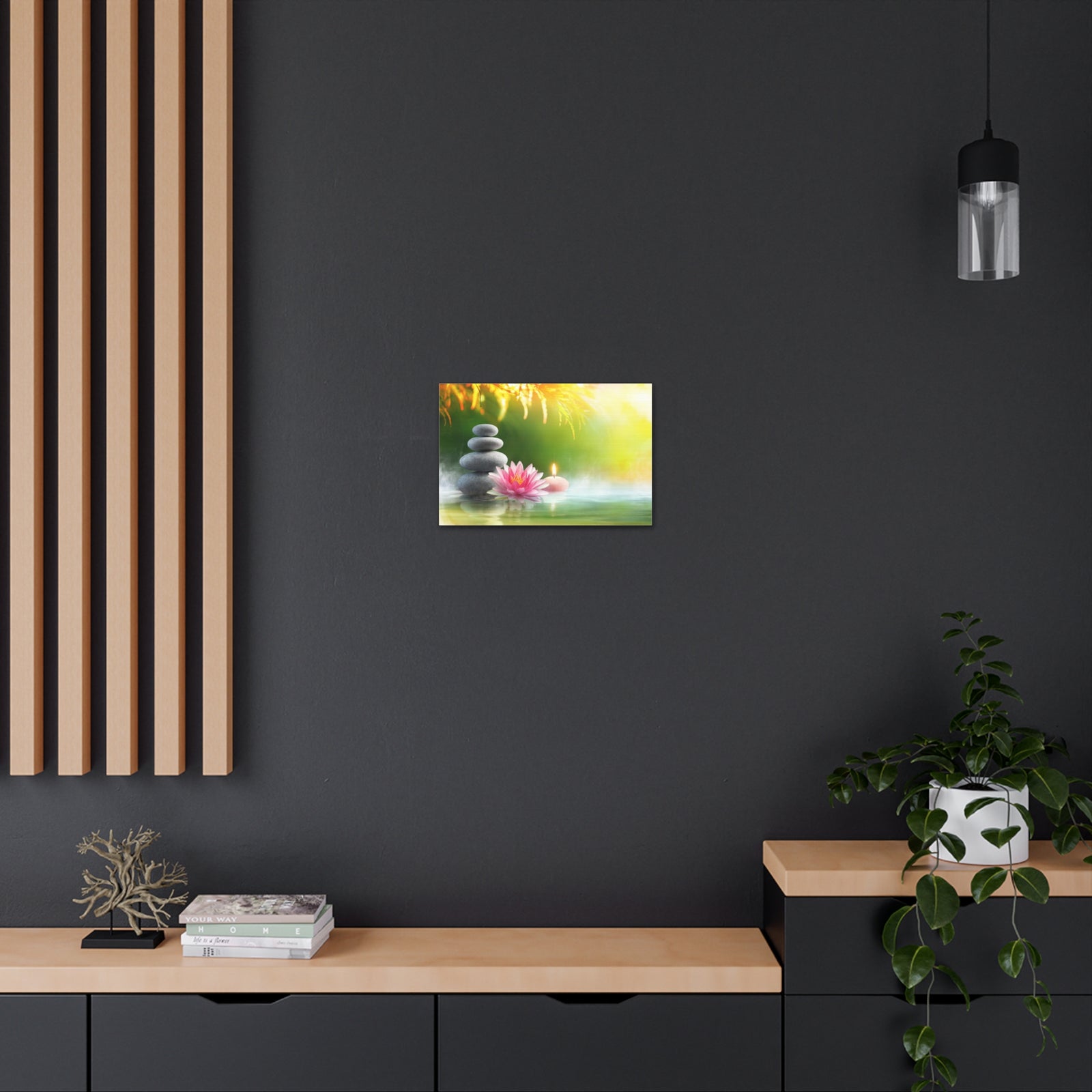 Relaxation with Massage Stones Forest Floral Nature Photography Canvas Wall Art for Home Decor Ready-to-Hang-Express Your Love Gifts