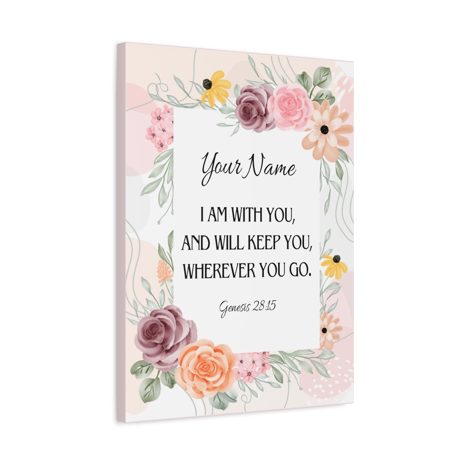 Scripture Walls Personalized Genesis 28:15 I Am With You Bible Chapter Canvas Christian Wall Art Ready to Hang-Express Your Love Gifts