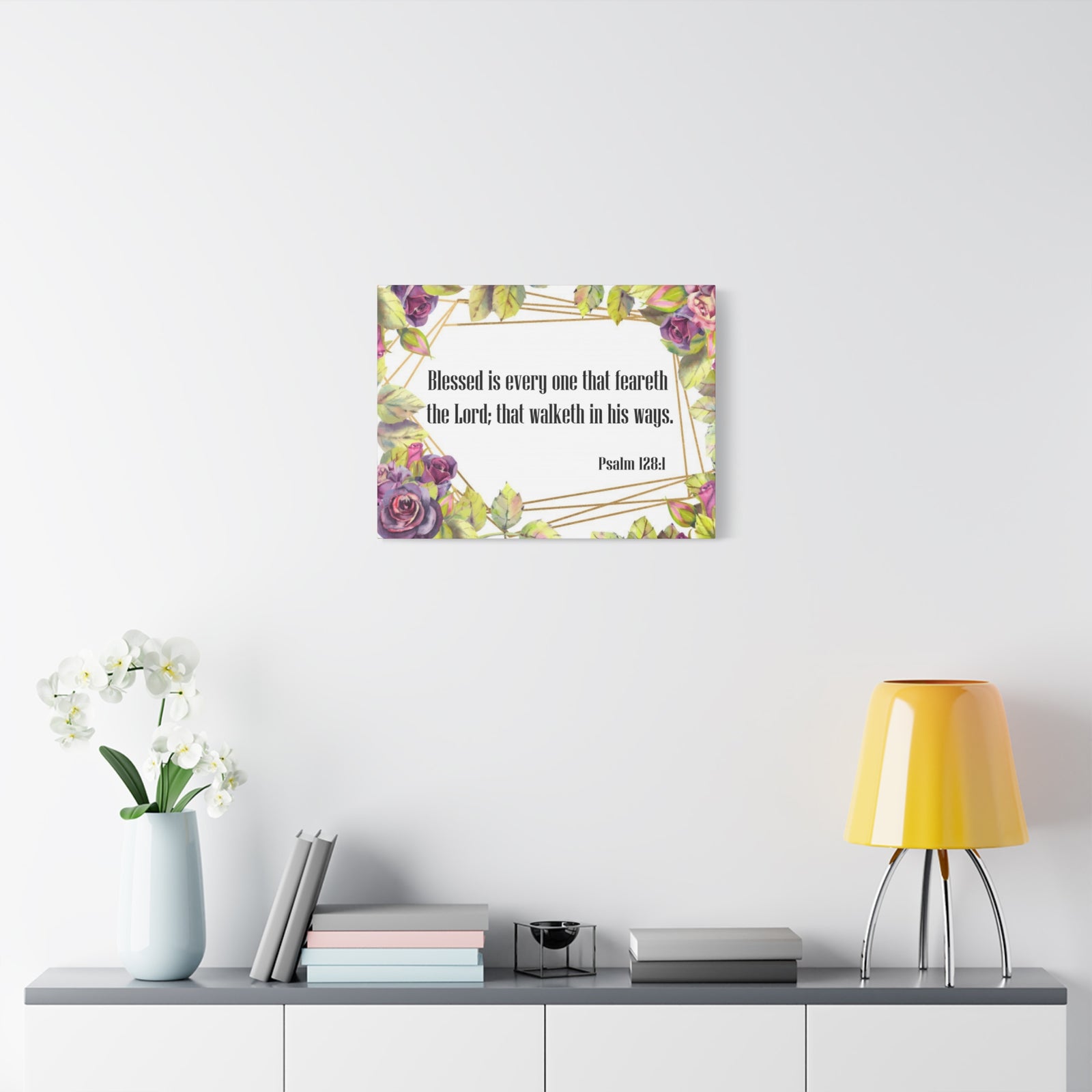 Bible Verse Canvas Blessed is Everyone Psalm 128:1 Christian Home Décor Wall Art Scripture Ready to Hang Faith Print-Express Your Love Gifts