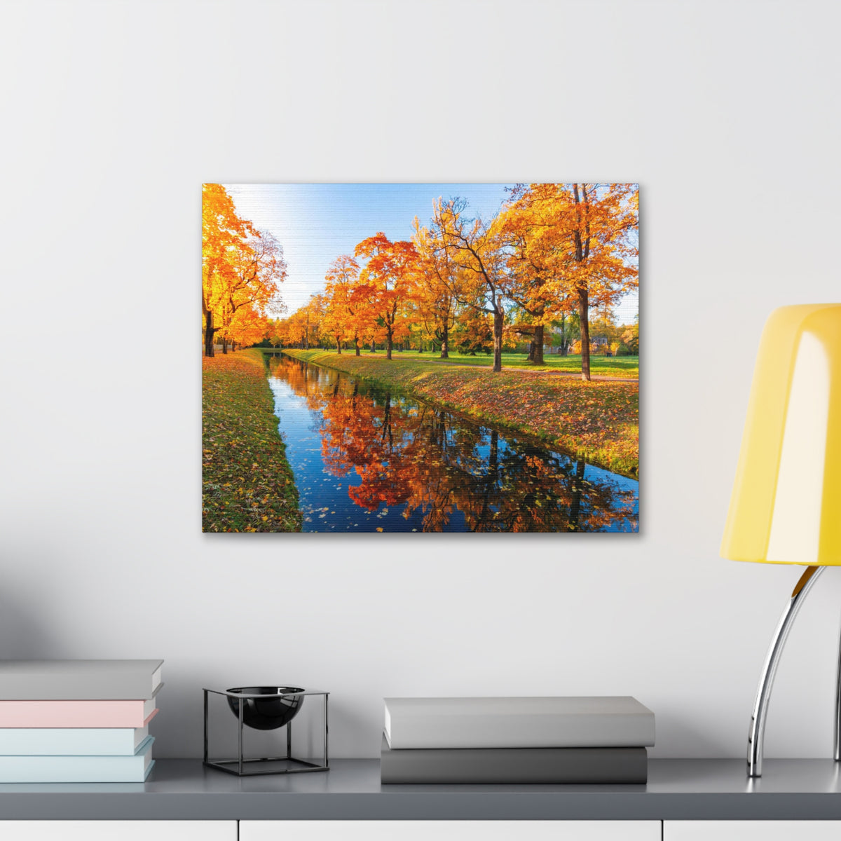 Obvodny Canal in Autumn Forest Floral Nature Photography Canvas Wall Art for Home Decor Ready-to-Hang-Express Your Love Gifts