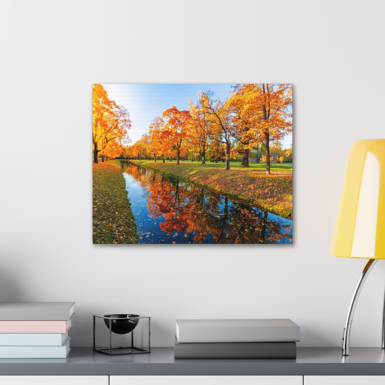 Obvodny Canal in Autumn Forest Floral Nature Photography Canvas Wall Art for Home Decor Ready-to-Hang-Express Your Love Gifts