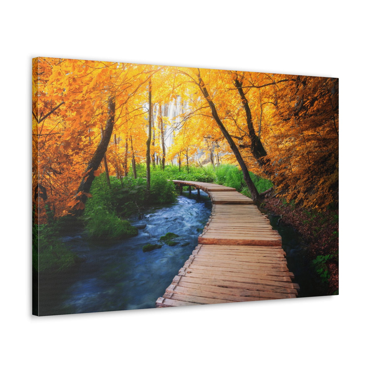 Path Autumn Orange Tree Nature Wilderness Photography Canvas Wall Art for Home Decor Ready-to-Hang-Express Your Love Gifts