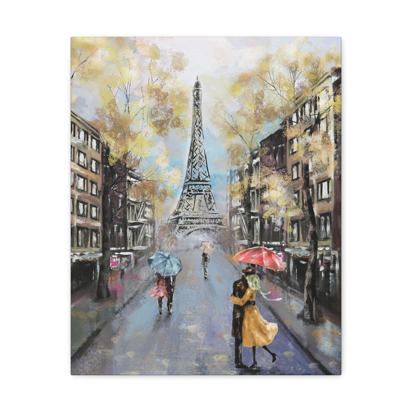 Eiffel Tower Romantic French Couple France Canvas Artwork High-Quality Breathtaking French City for Home Decor Ready to Hang-Express Your Love Gifts