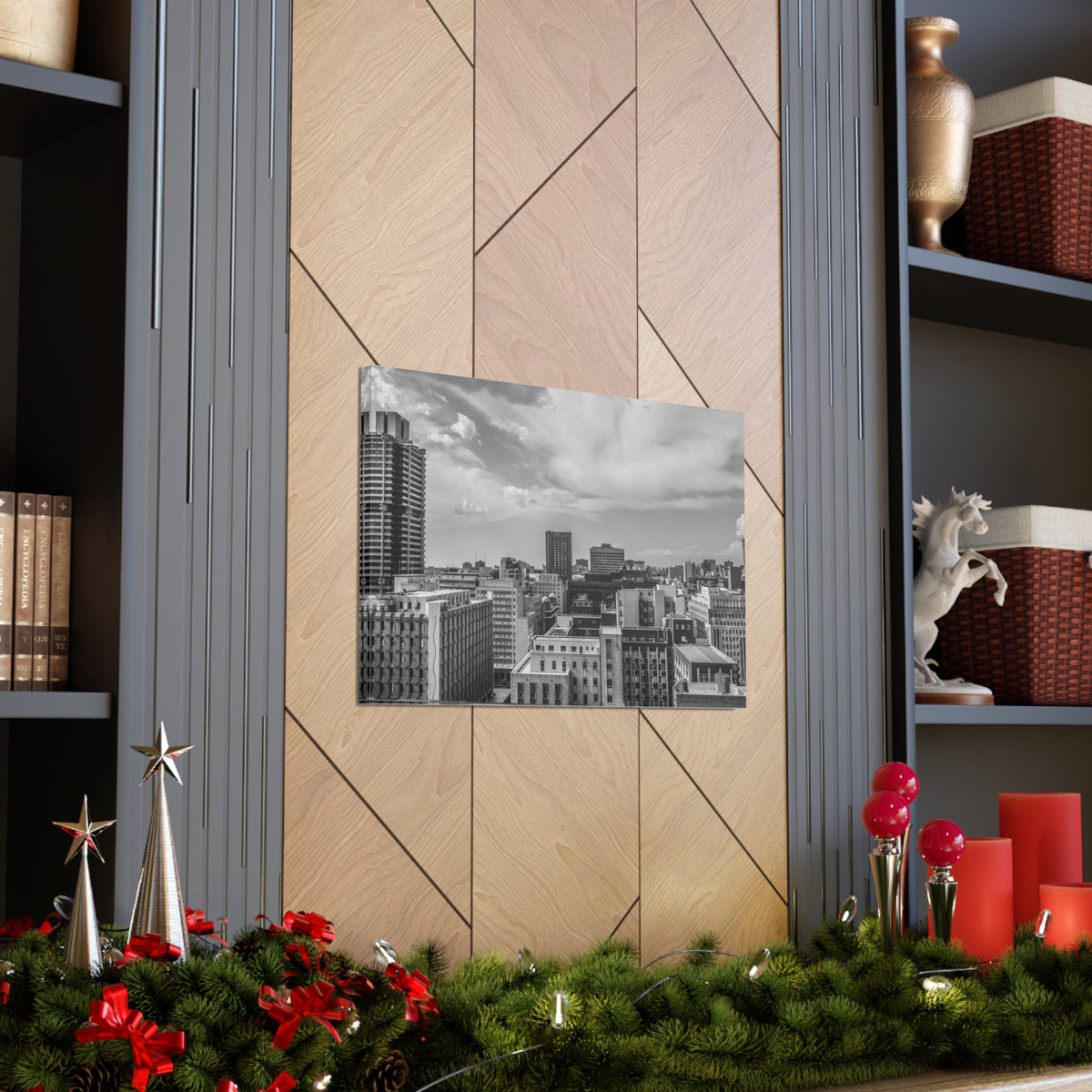 Johannesburg Black And White Skyline Canvas Artwork High-Quality Breathtaking Stunning Cityscape for Home Decor Ready to Hang-Express Your Love Gifts