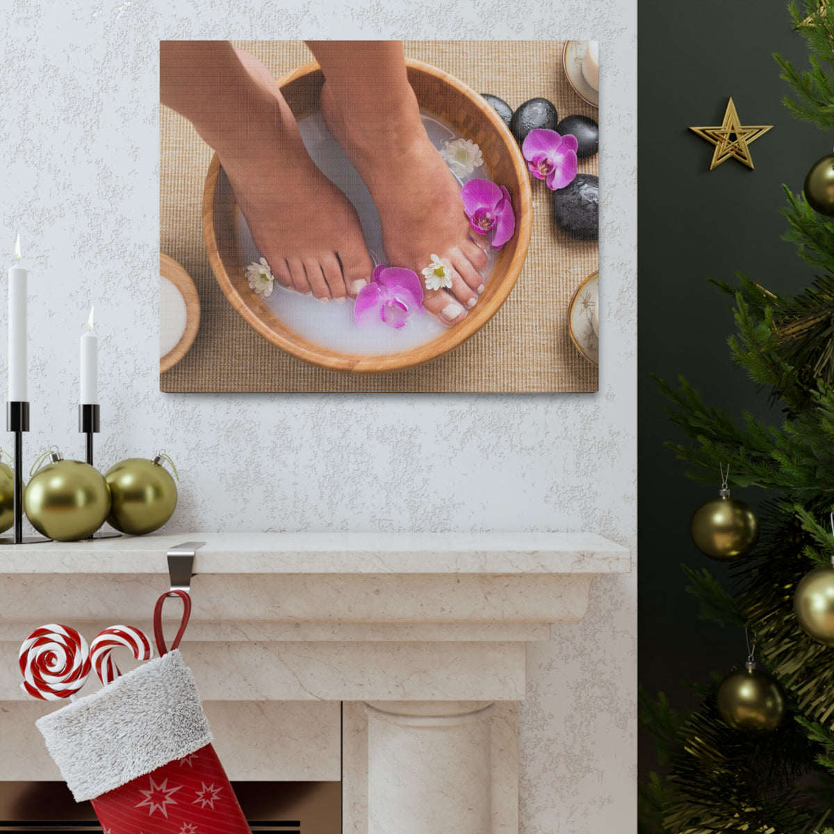 Footbath With Orchid Forest Floral Nature Photography Canvas Wall Art for Home Decor Ready-to-Hang-Express Your Love Gifts