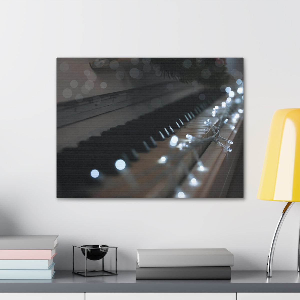 Glowing Fairy Lights on Piano Keys Music Lover's Delight Piano Keyboard Canvas Wall Art for Home Decor Ready-to-Hang-Express Your Love Gifts