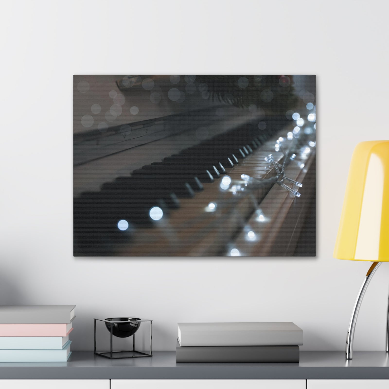 Glowing Fairy Lights on Piano Keys Music Lover's Delight Piano Keyboard Canvas Wall Art for Home Decor Ready-to-Hang-Express Your Love Gifts