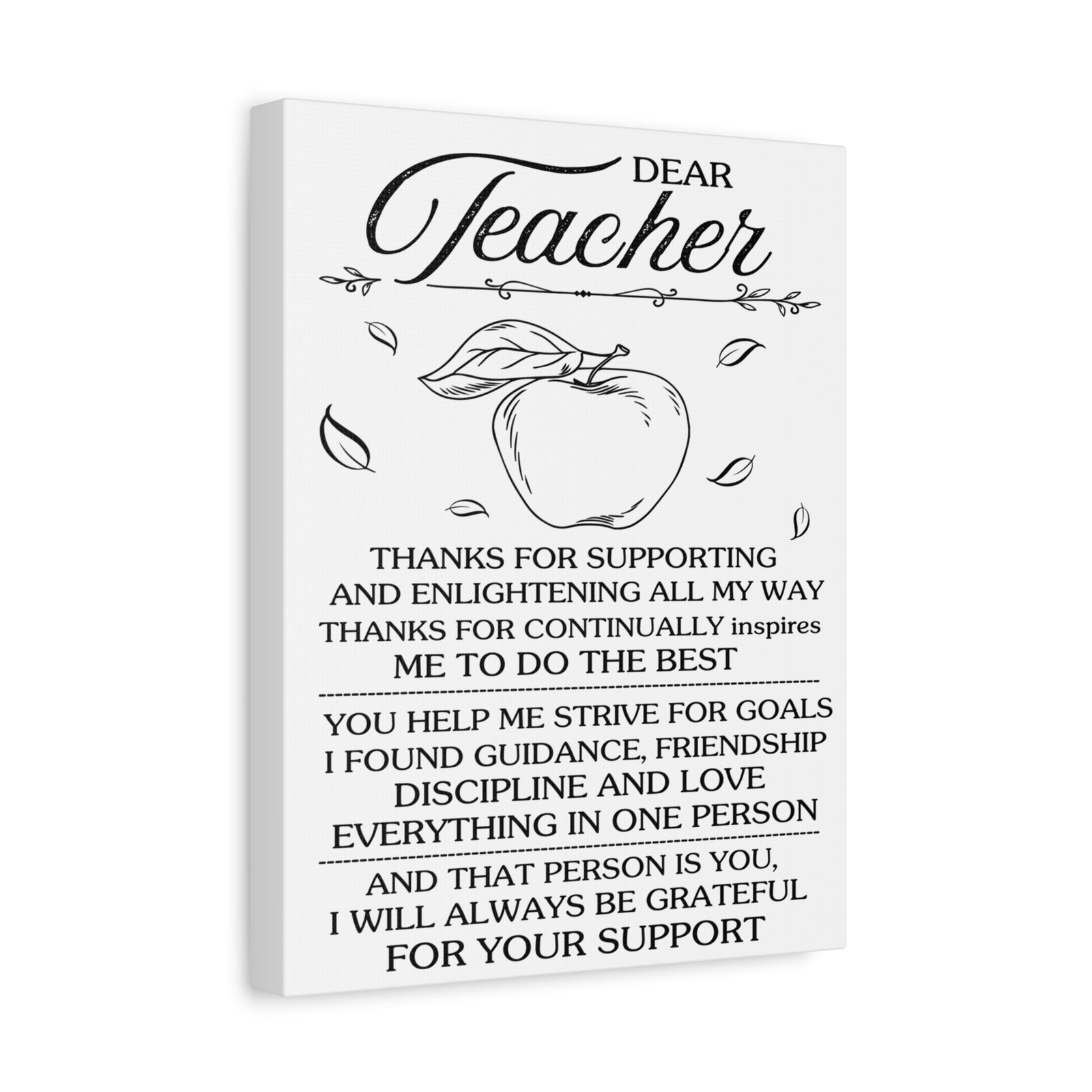 Dear Teacher – Inspirational Thank You Canvas Wall Art Gift for Educators-Express Your Love Gifts