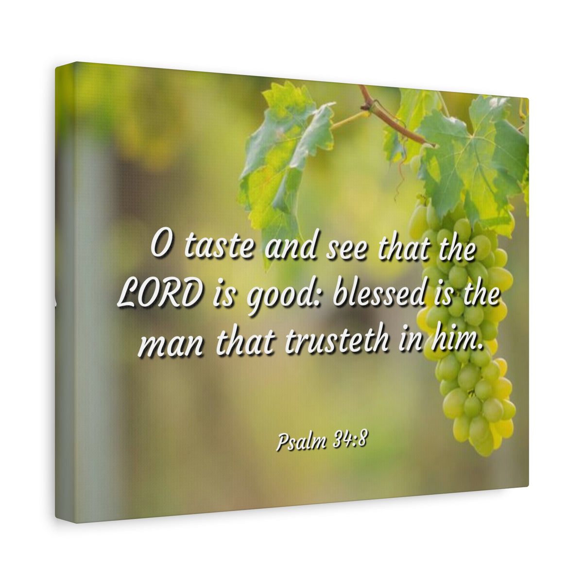 Scripture Canvas Lord Is Good Psalm 34:8 Christian Wall Art Bible Verse Print Ready to Hang-Express Your Love Gifts
