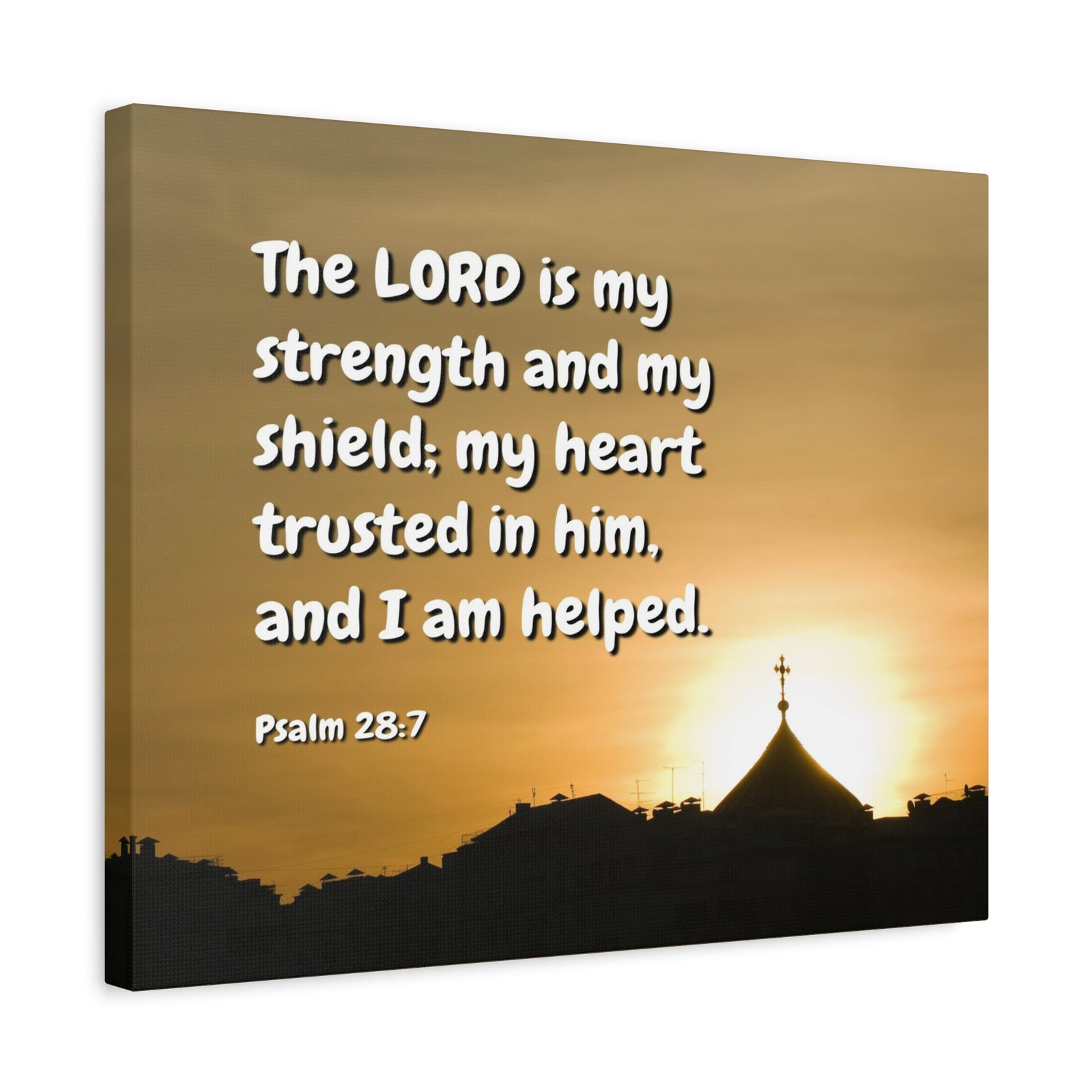 Scripture Canvas I Am Helped Psalm 28:7 Christian Wall Art Bible Verse Print Ready to Hang-Express Your Love Gifts