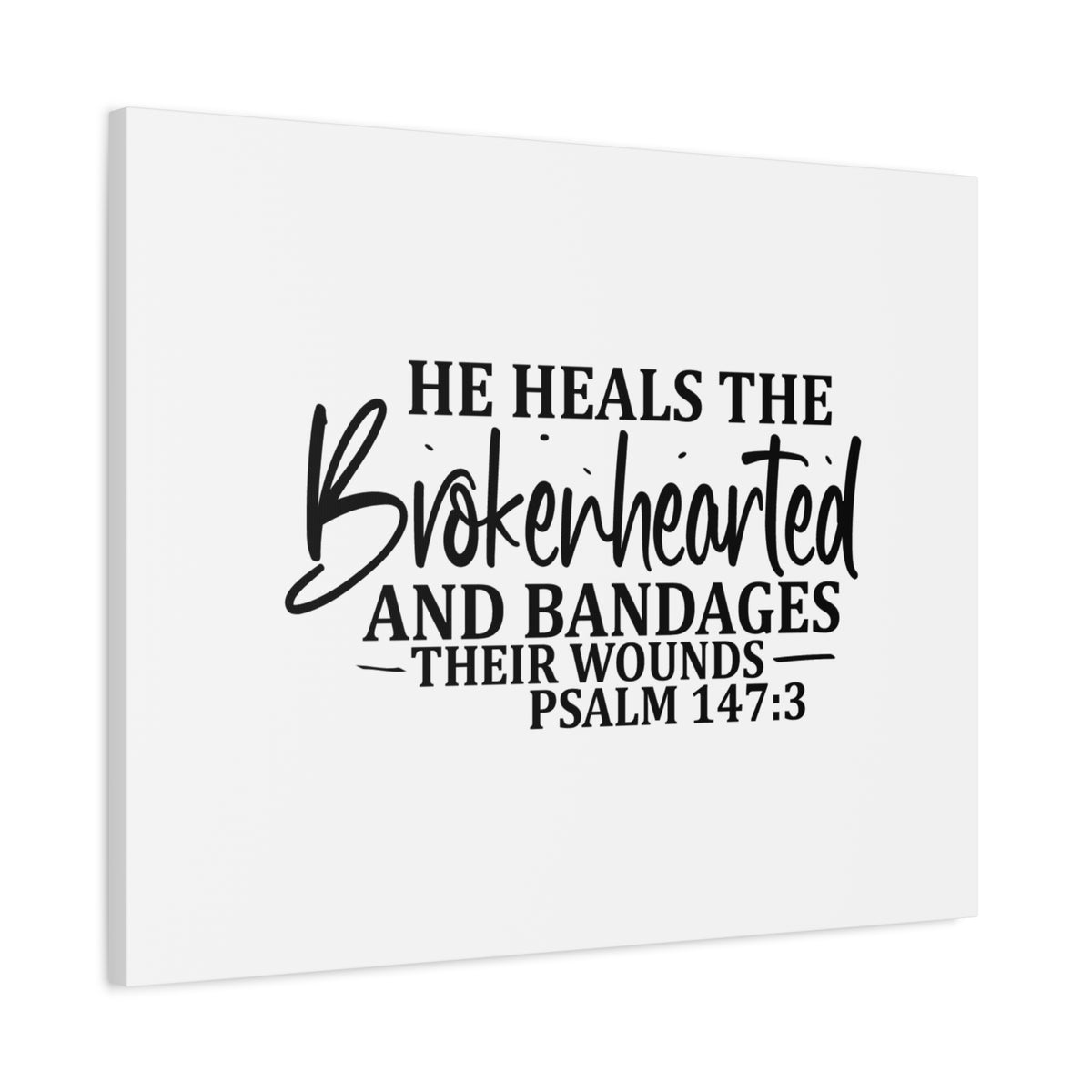 Scripture Canvas Bandages Their Wounds Psalm 147:3 Christian Wall Art Bible Verse Print Ready to Hang-Express Your Love Gifts