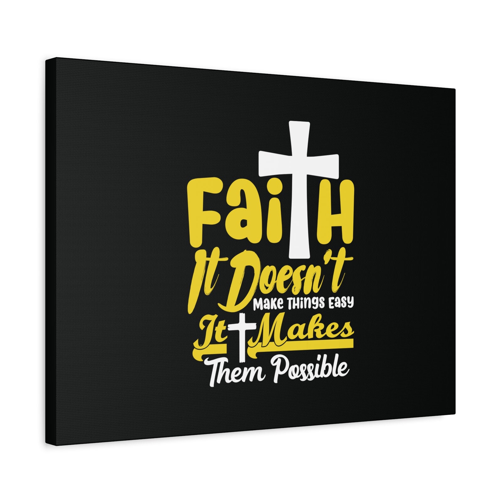 Scripture Canvas Faith Yellow Luke 1:37 Christian Wall Art Bible Verse Print Ready to Hang-Express Your Love Gifts