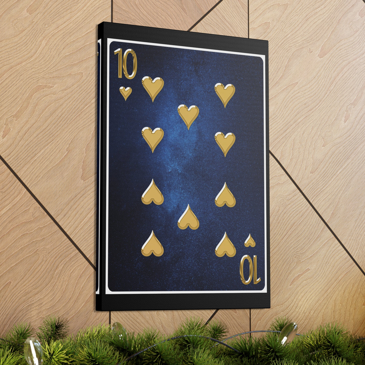 Ten Of Hearts Space Background Playing Card Canvas Wall Art for Home Decor Ready-to-Hang-Express Your Love Gifts