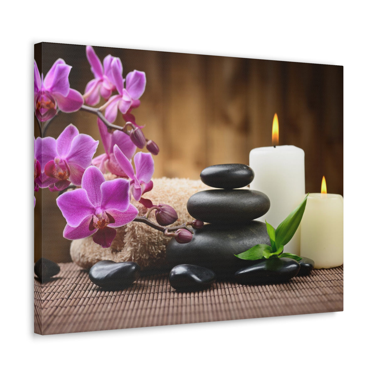 Stones and Bamboo Forest Floral Nature Photography Canvas Wall Art for Home Decor Ready-to-Hang-Express Your Love Gifts