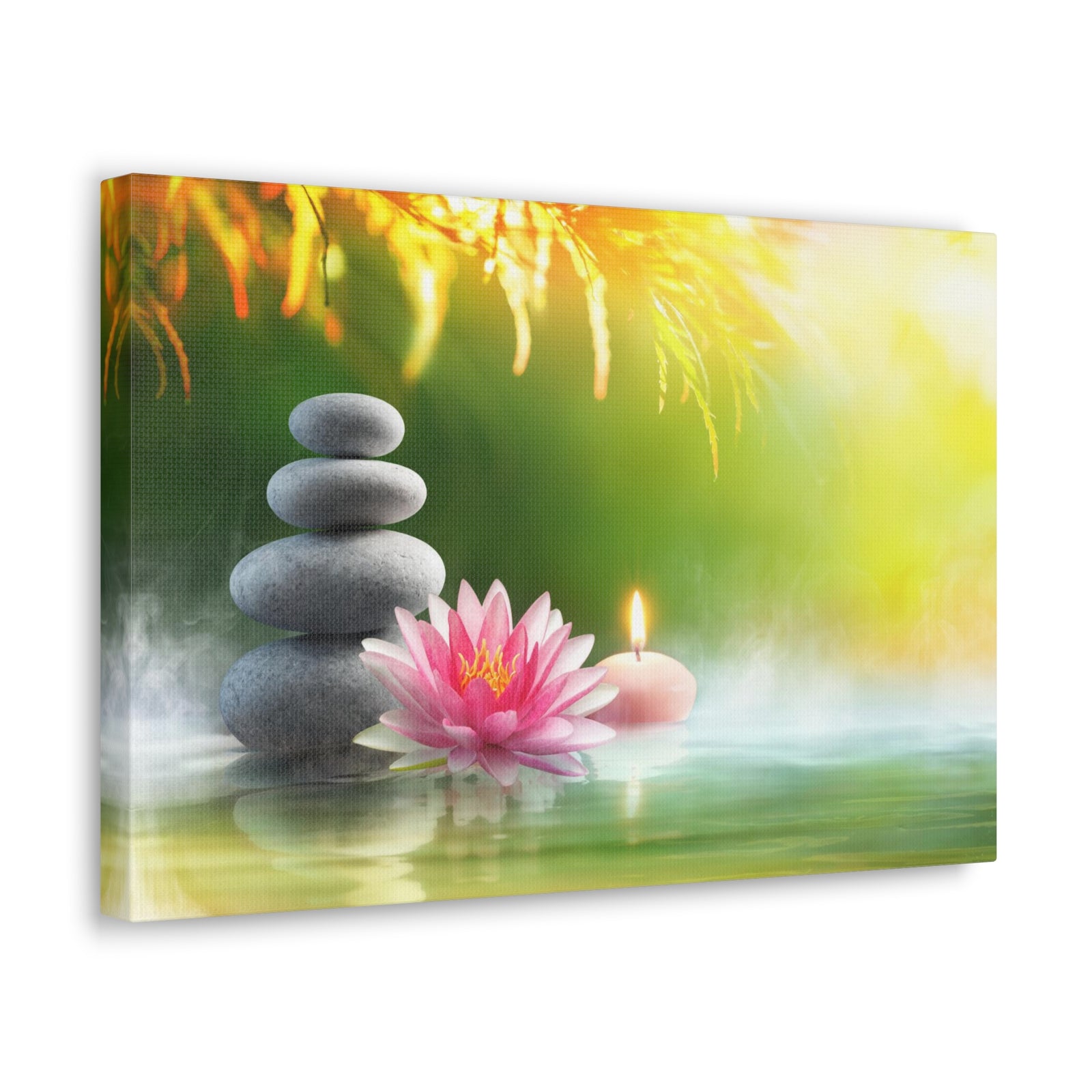 Relaxation with Massage Stones Forest Floral Nature Photography Canvas Wall Art for Home Decor Ready-to-Hang-Express Your Love Gifts