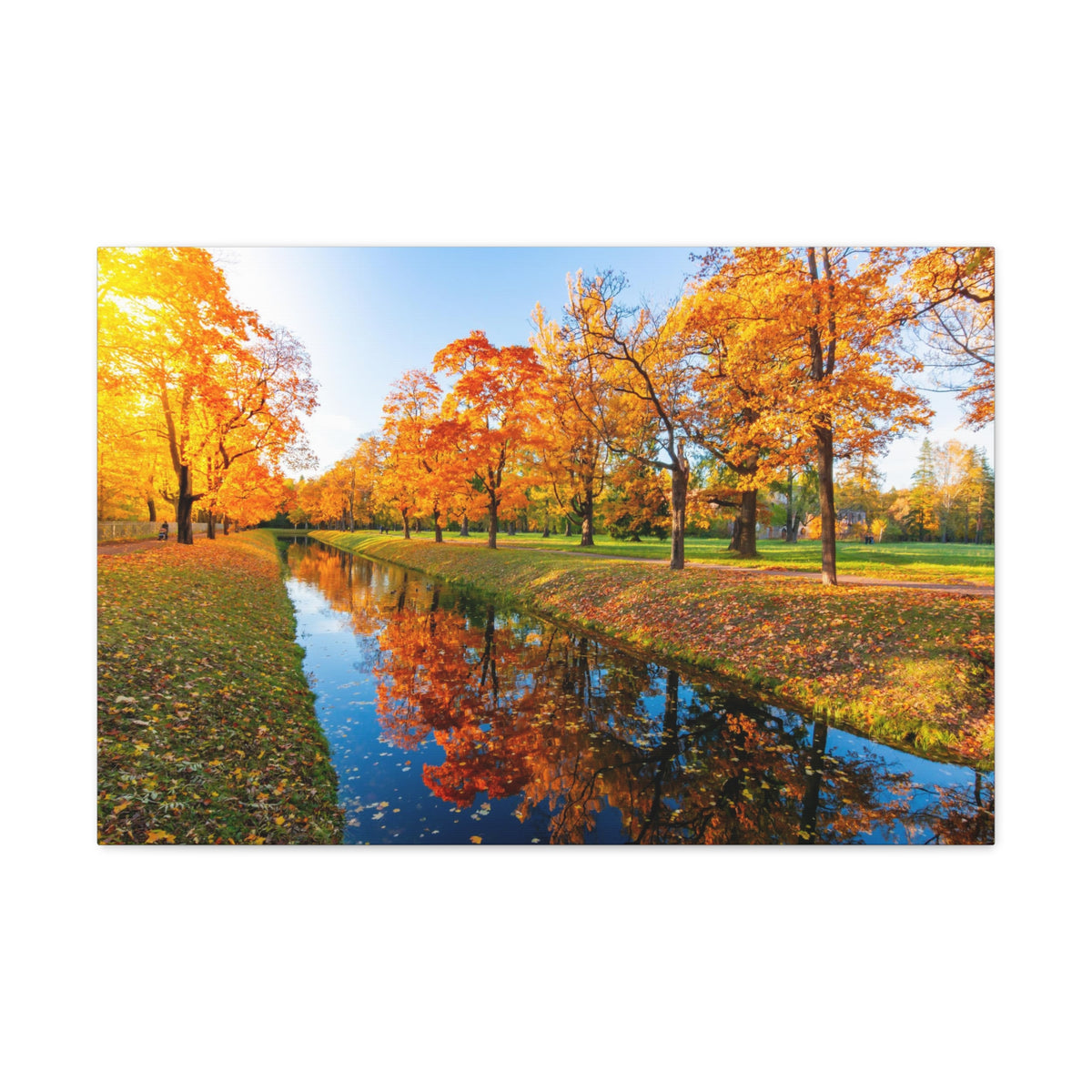 Obvodny Canal in Autumn Forest Floral Nature Photography Canvas Wall Art for Home Decor Ready-to-Hang-Express Your Love Gifts