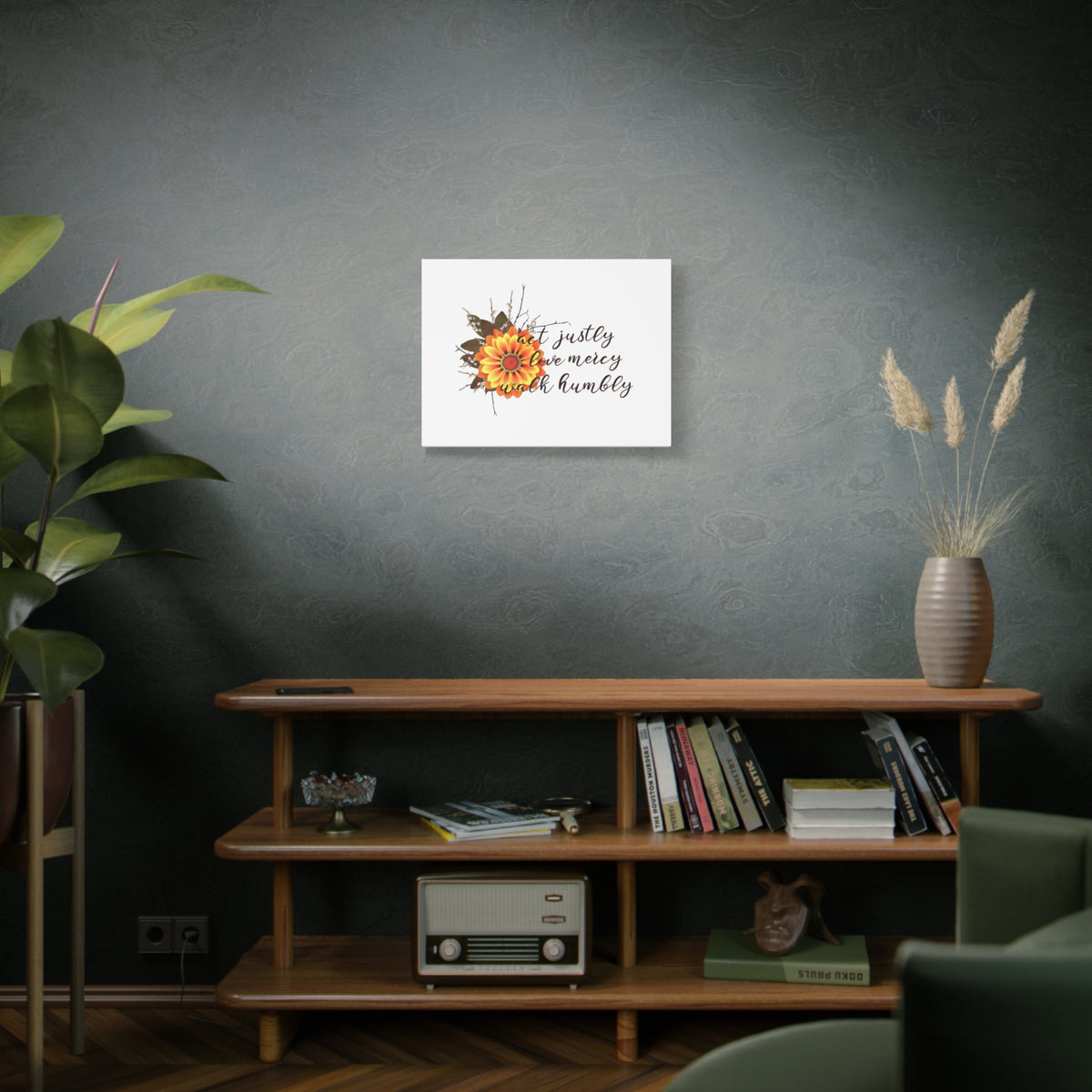 Scripture Walls Micah 6:8 Act Justly Sunflower Bible Verse Canvas Christian Wall Art Ready to Hang Unframed-Express Your Love Gifts