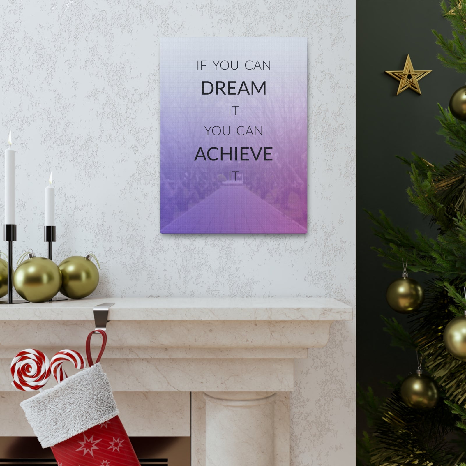 Inspirational Quote Canvas If You Can Dream Motivational Print Ready to Hang Artwork-Express Your Love Gifts
