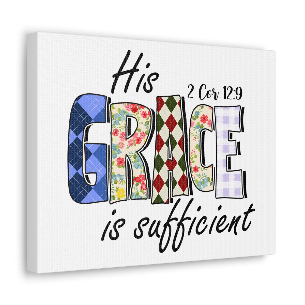 Scripture Walls 2 Corinthians 12:9 His Grace is Sufficient Bible Verse Canvas Christian Wall Art Ready to Hang Unframed-Express Your Love Gifts