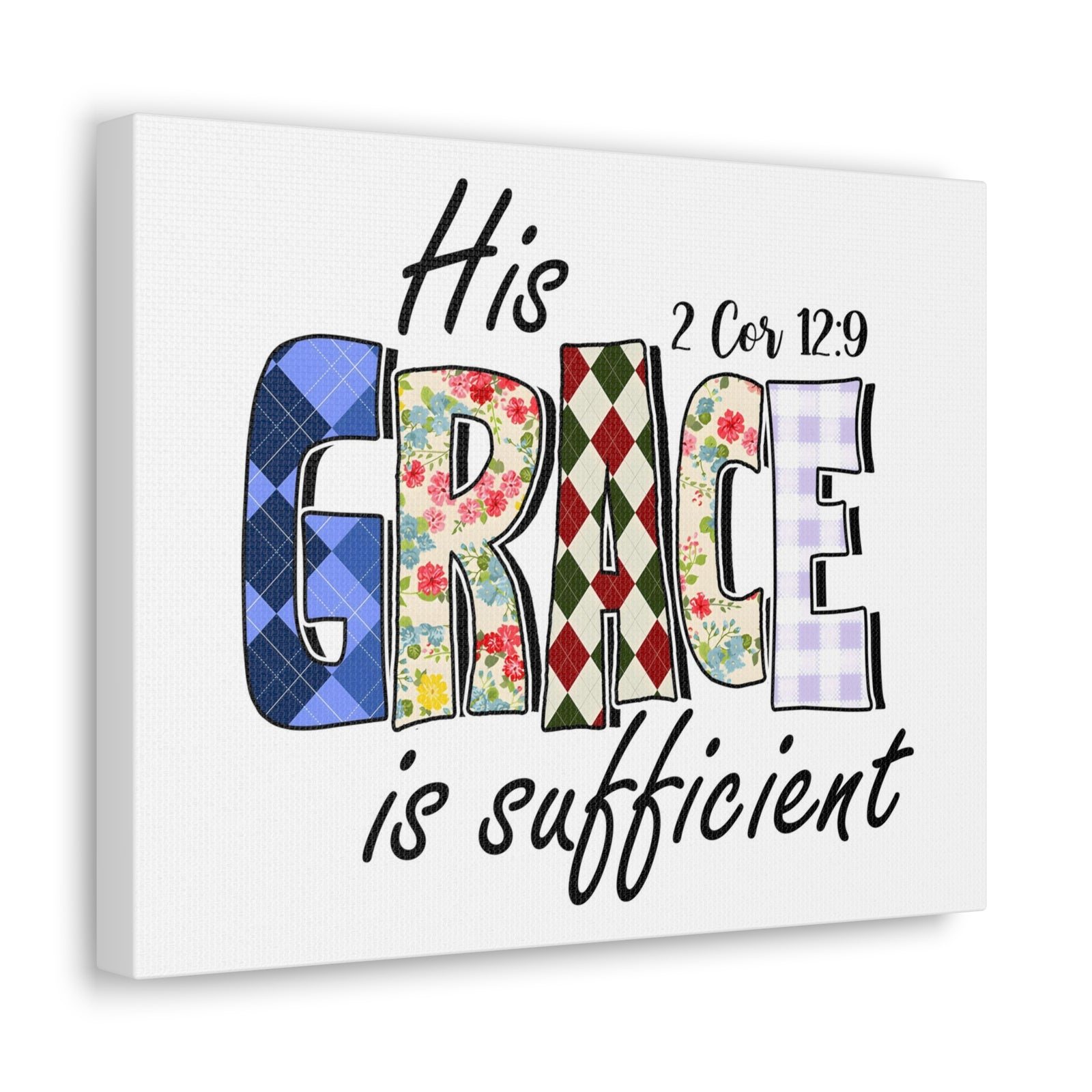 Scripture Walls 2 Corinthians 12:9 His Grace is Sufficient Bible Verse Canvas Christian Wall Art Ready to Hang Unframed-Express Your Love Gifts