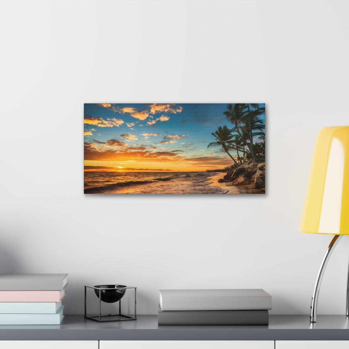 Tropical Island Beach Sunrise Ocean Canvas Wall Art for Home Decor Ready-to-Hang-Express Your Love Gifts