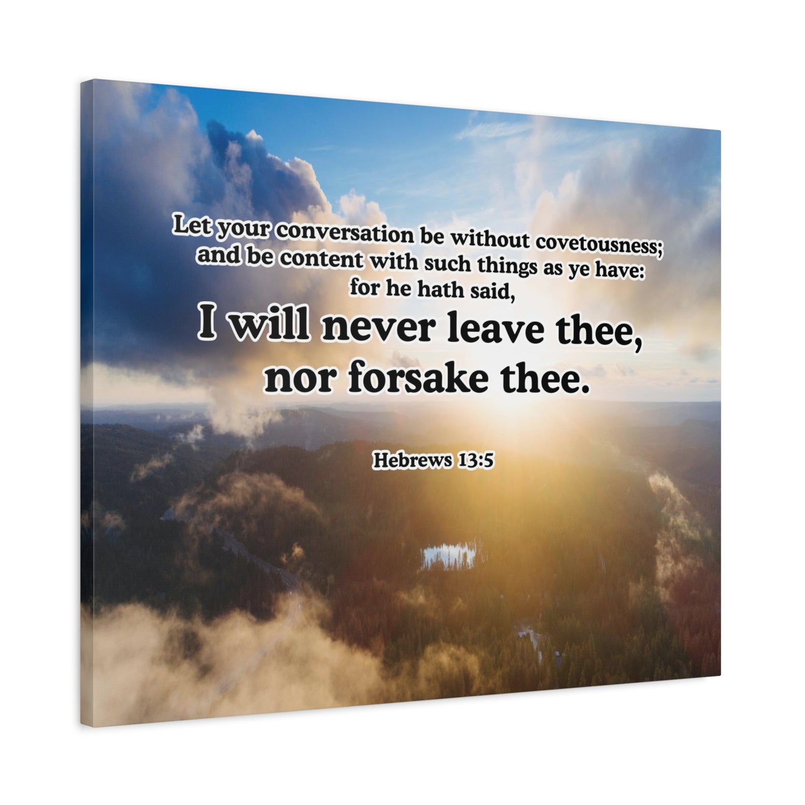 Bible Verse Canvas Never Leave or Forsake You Hebrews 13:5 Christian Wall Art Print Ready to Hang Unframed-Express Your Love Gifts