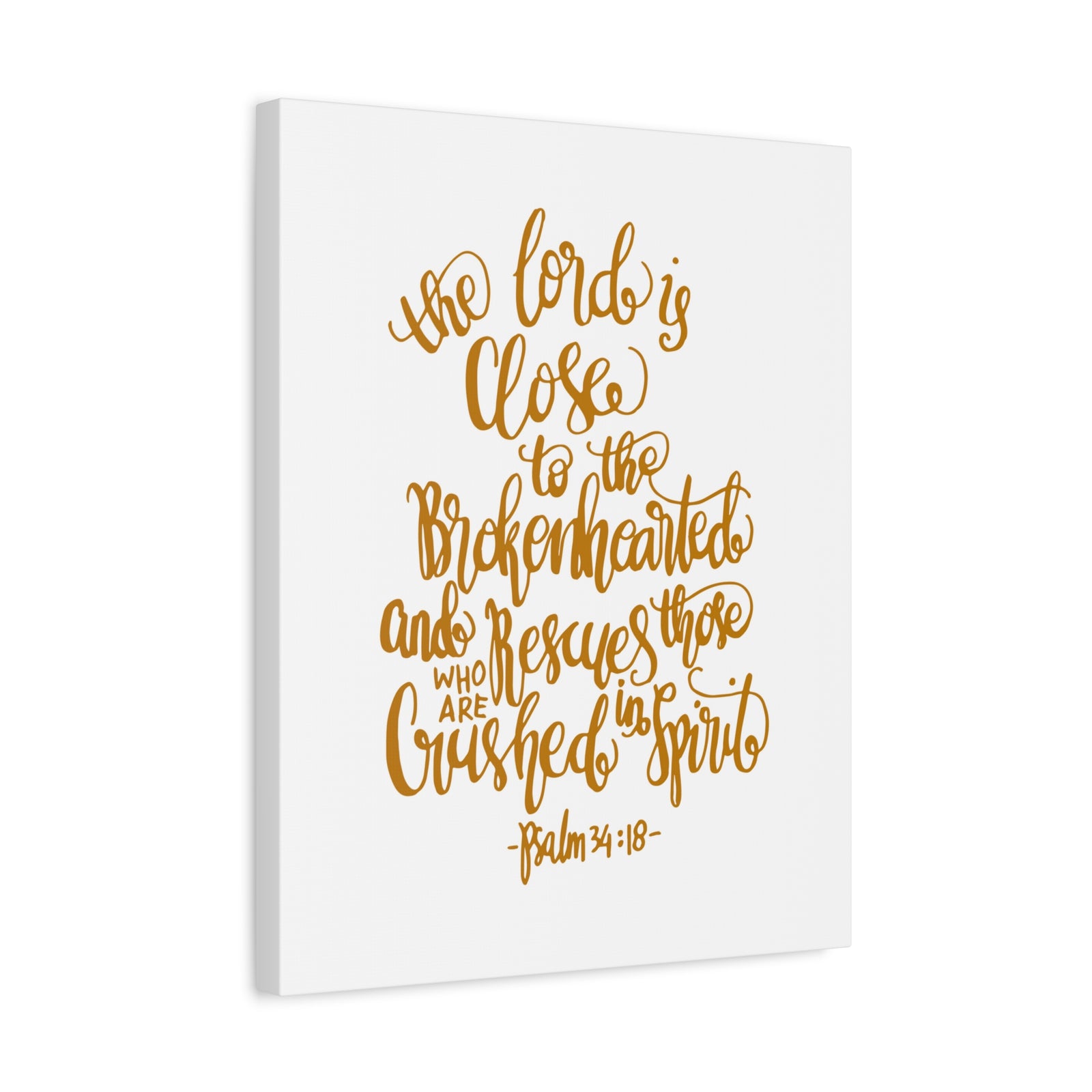 Scripture Canvas The Lord Is Close Psalm 34:18 Christian Wall Art Bible Verse Print Ready To Hang-Express Your Love Gifts