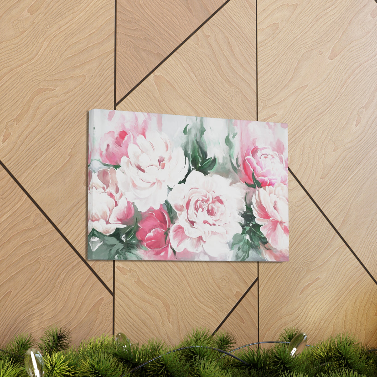 Pink And White Flower Rose And Peonies Flower Canvas Wall Art for Home Decor Ready-to-Hang-Express Your Love Gifts