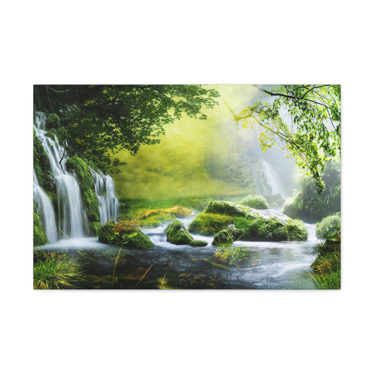 Tropical Forest Falls Nature Wilderness Photography Canvas Wall Art for Home Decor Ready-to-Hang-Express Your Love Gifts