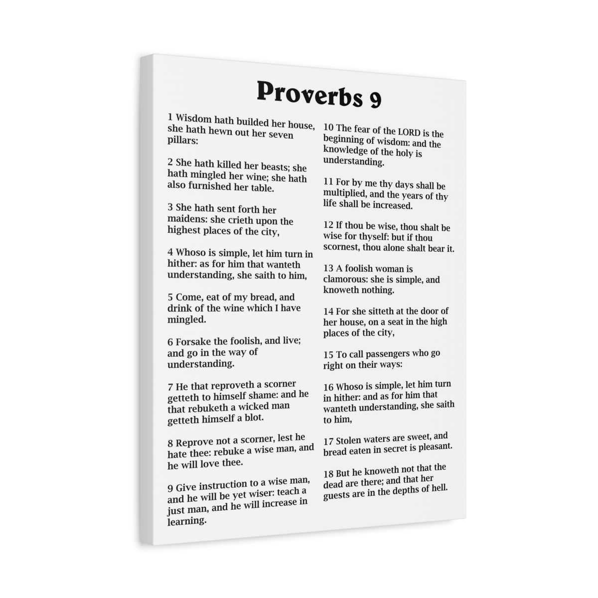 Scripture Walls Proverbs Chapter 9 White Bible Canvas Christian Wall Art Ready to Hang Unframed-Express Your Love Gifts