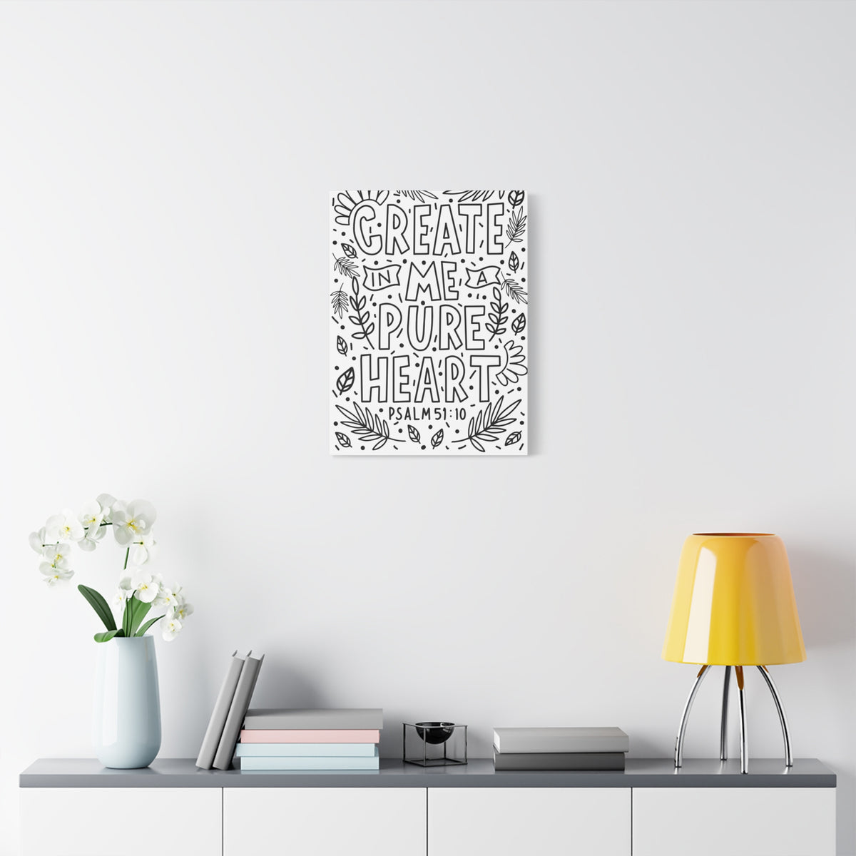Scripture Canvas A Pure Heart Psalm 51:10 Christian Wall Art Bible Verse Print Ready to Hang-Express Your Love Gifts
