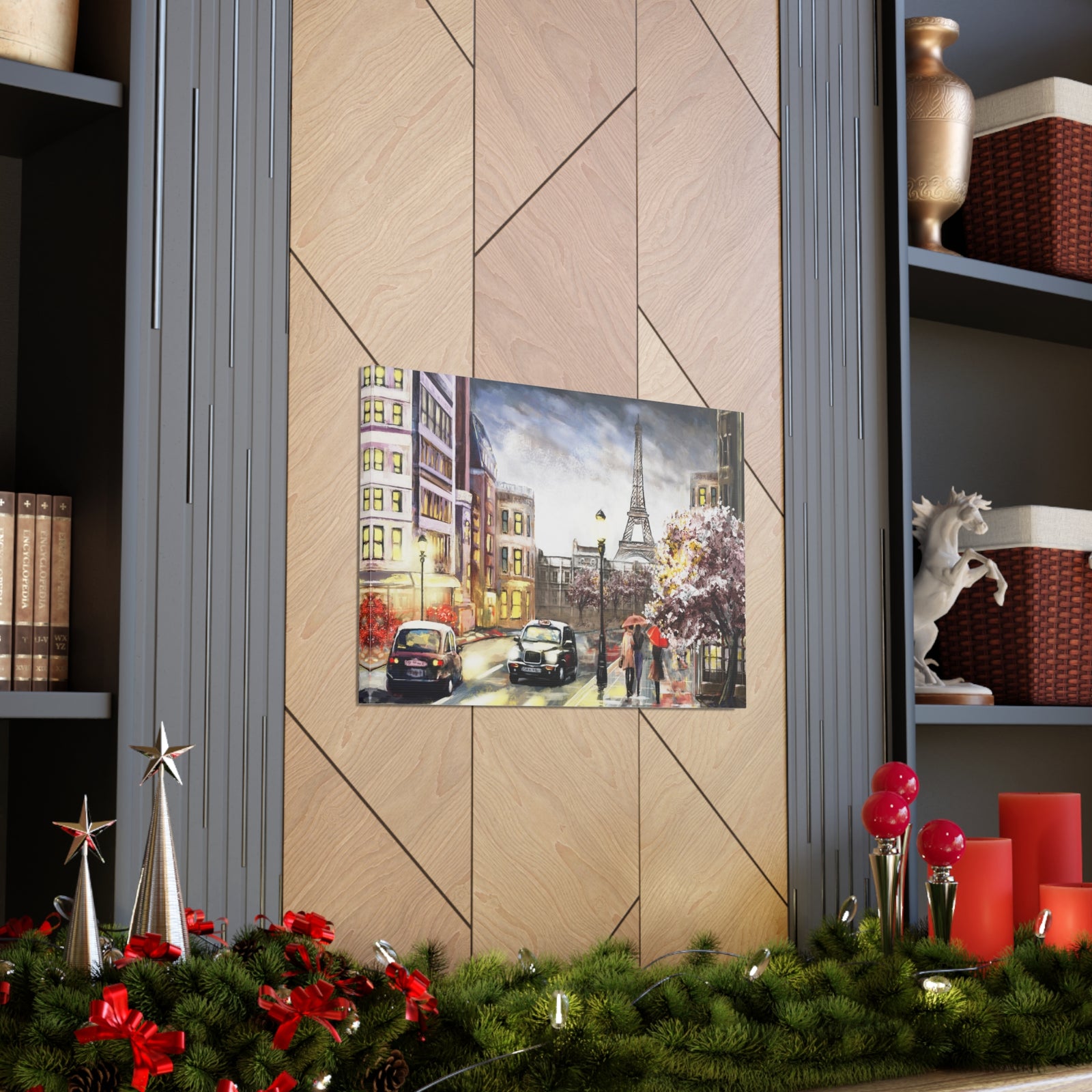 Paris Couple Red Umbrella France Canvas Artwork High-Quality Breathtaking French City for Home Decor Ready to Hang-Express Your Love Gifts