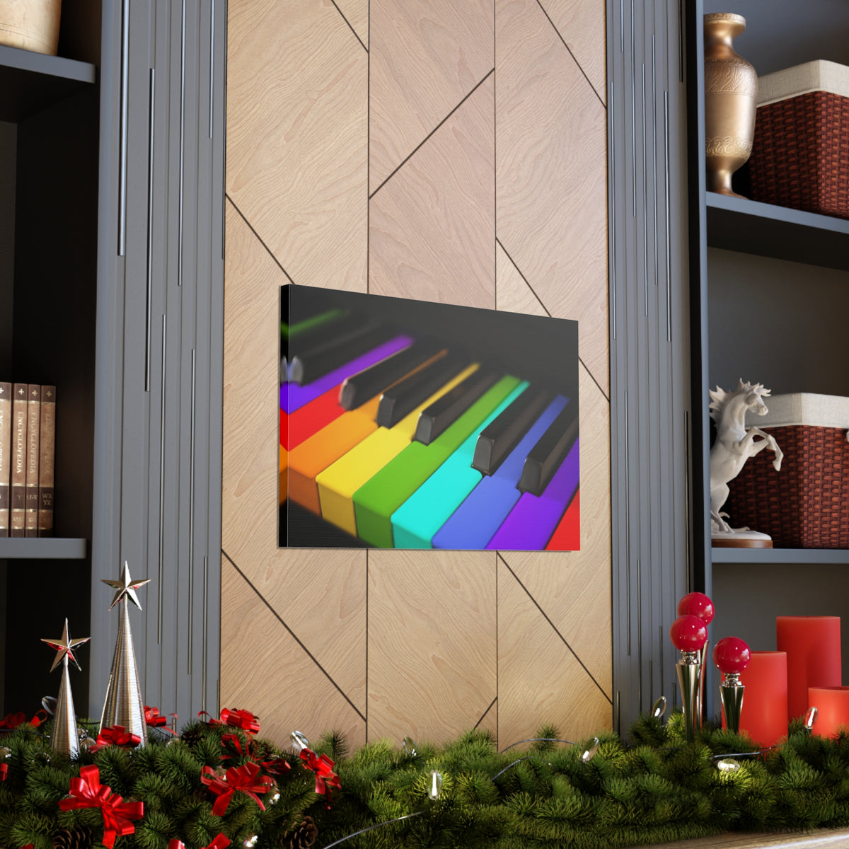 Piano Keys In Rainbow Music Lover's Delight Piano Keyboard Canvas Wall Art for Home Decor Ready-to-Hang-Express Your Love Gifts