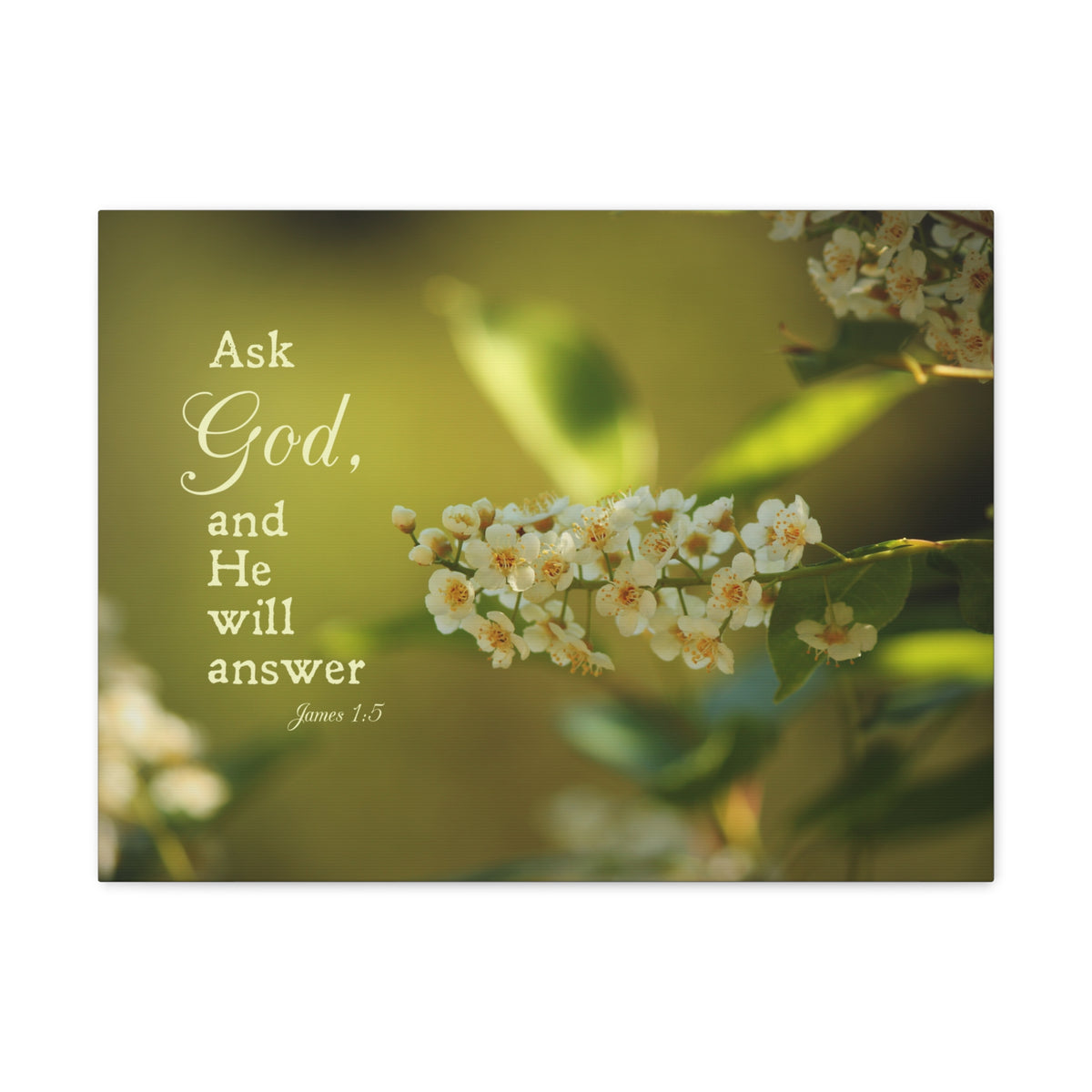 Scripture Canvas He Will Answer James 1:5 Christian Wall Art Bible Verse Print Ready to Hang-Express Your Love Gifts