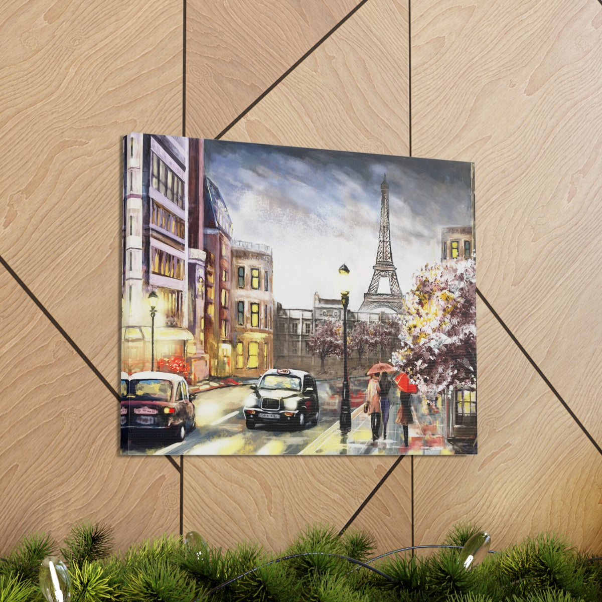 Paris Couple Red Umbrella France Canvas Artwork High-Quality Breathtaking French City for Home Decor Ready to Hang-Express Your Love Gifts