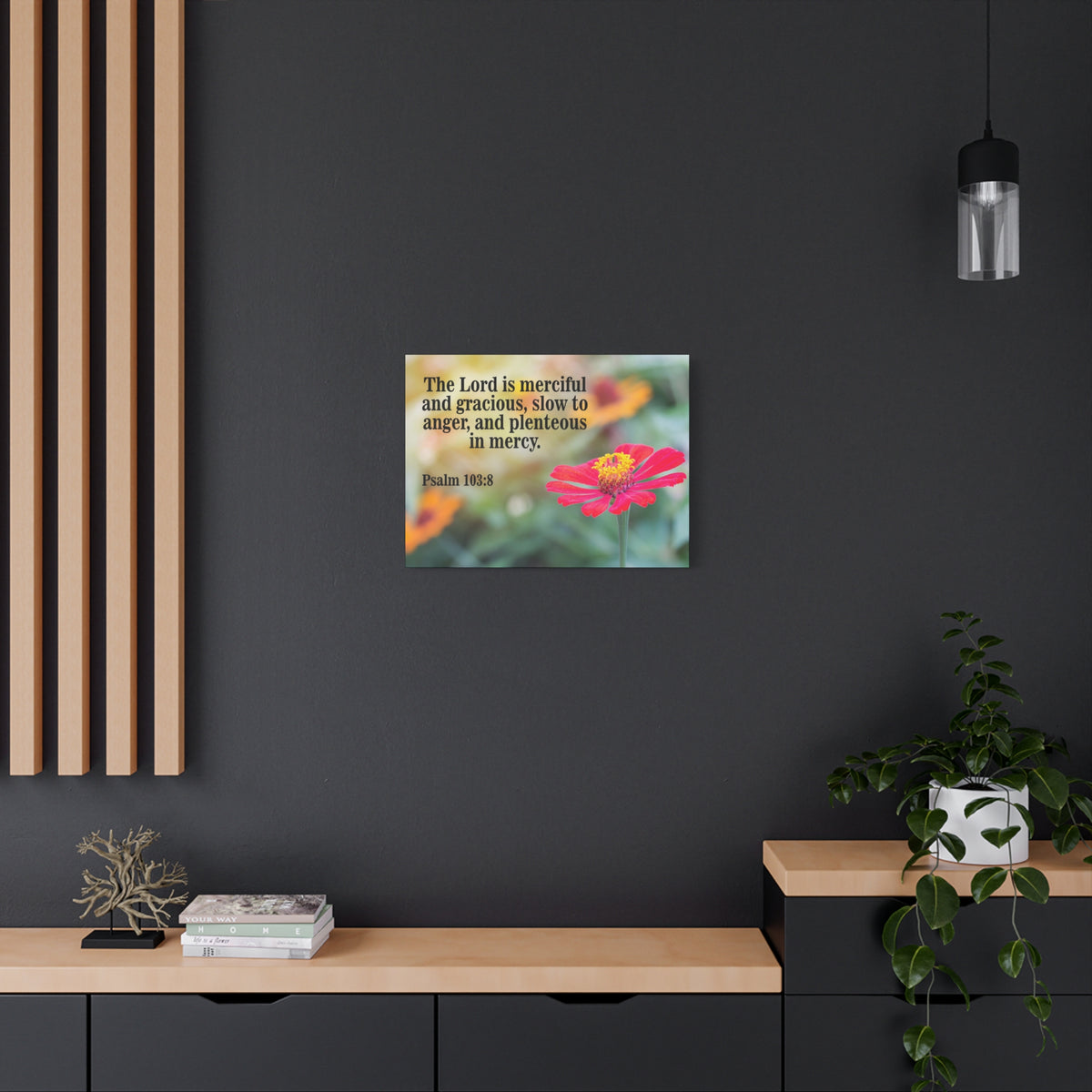 Scripture Canvas The Lord is Merciful and Gracious Psalm 103:8 Christian Wall Art Bible Verse Print Ready to Hang-Express Your Love Gifts