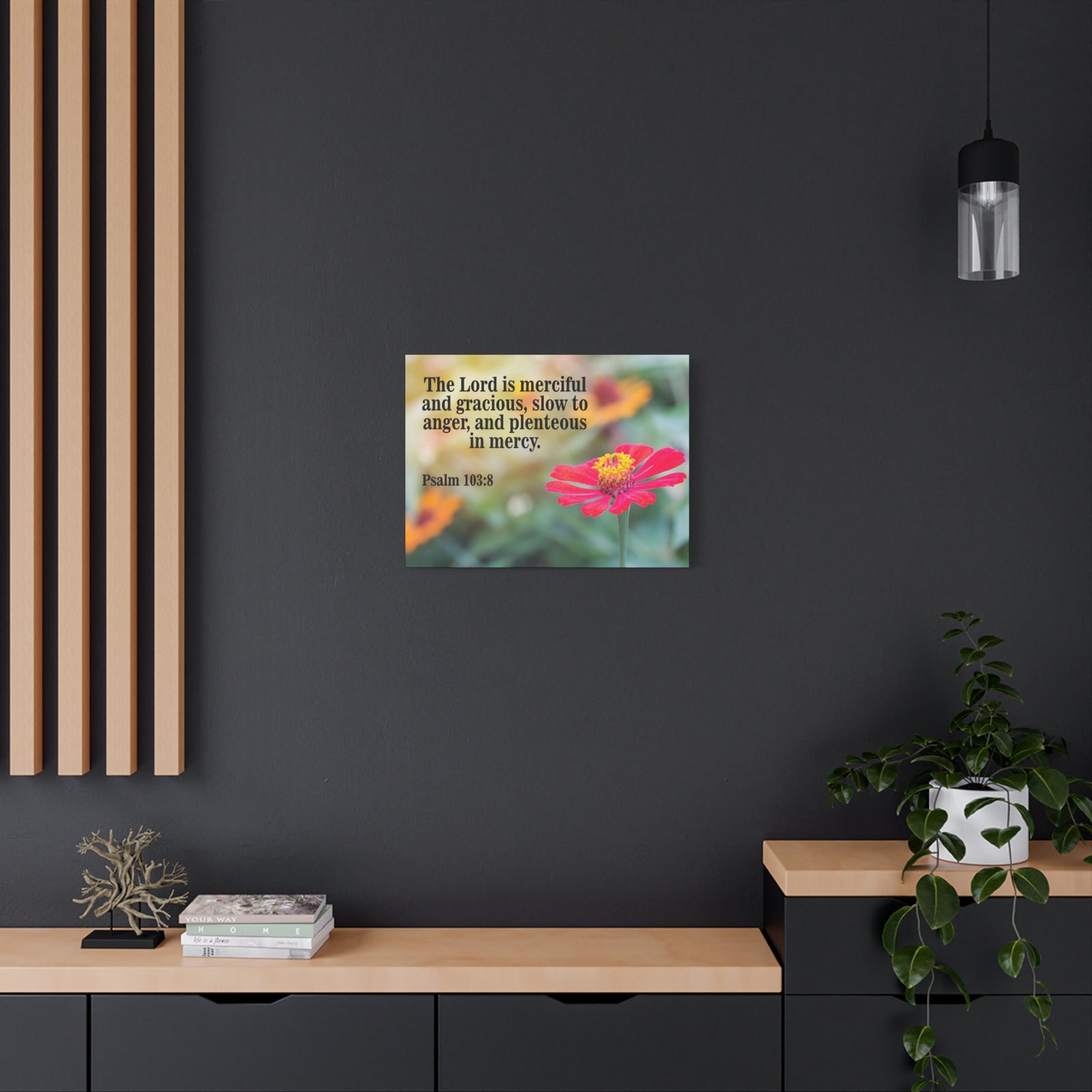 Scripture Canvas The Lord is Merciful and Gracious Psalm 103:8 Christian Wall Art Bible Verse Print Ready to Hang-Express Your Love Gifts