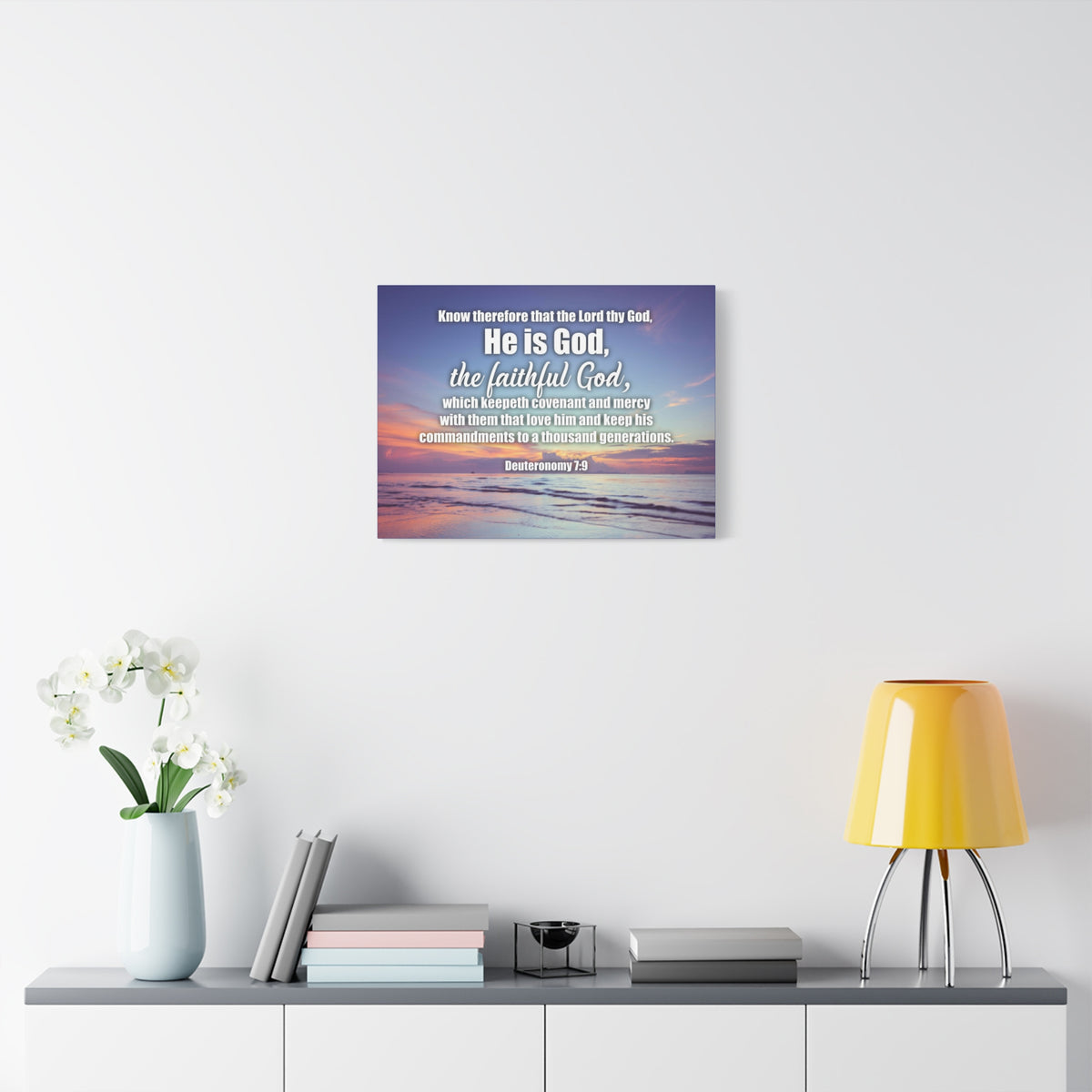 Scripture Canvas He is God Deuteronomy 7:9 Wall Art Bible Verse Print Ready to Hang-Express Your Love Gifts