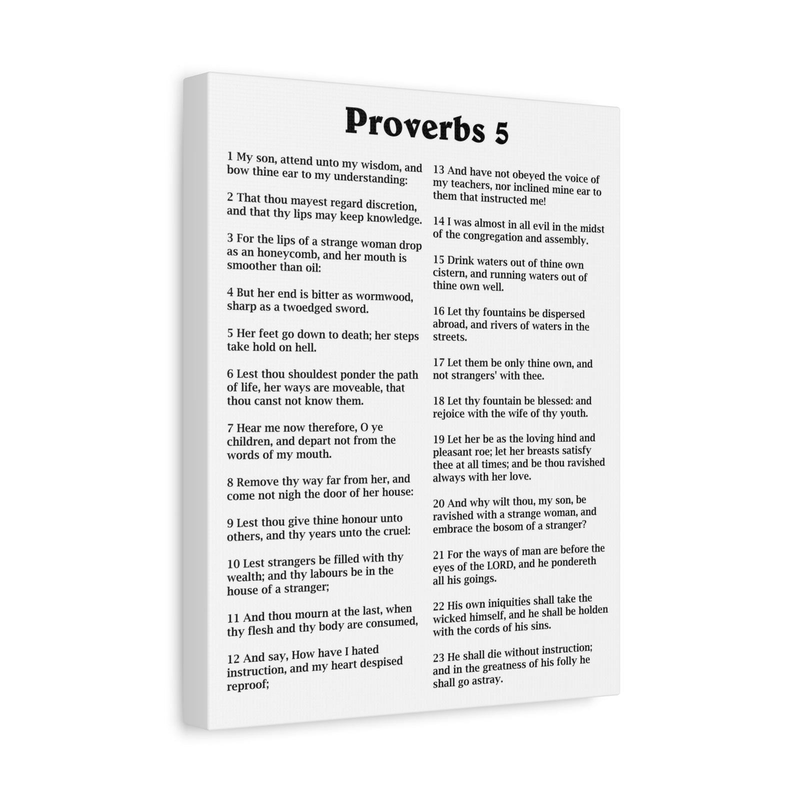 Scripture Walls Proverbs Chapter 5 White Bible Canvas Christian Wall Art Ready to Hang Unframed-Express Your Love Gifts