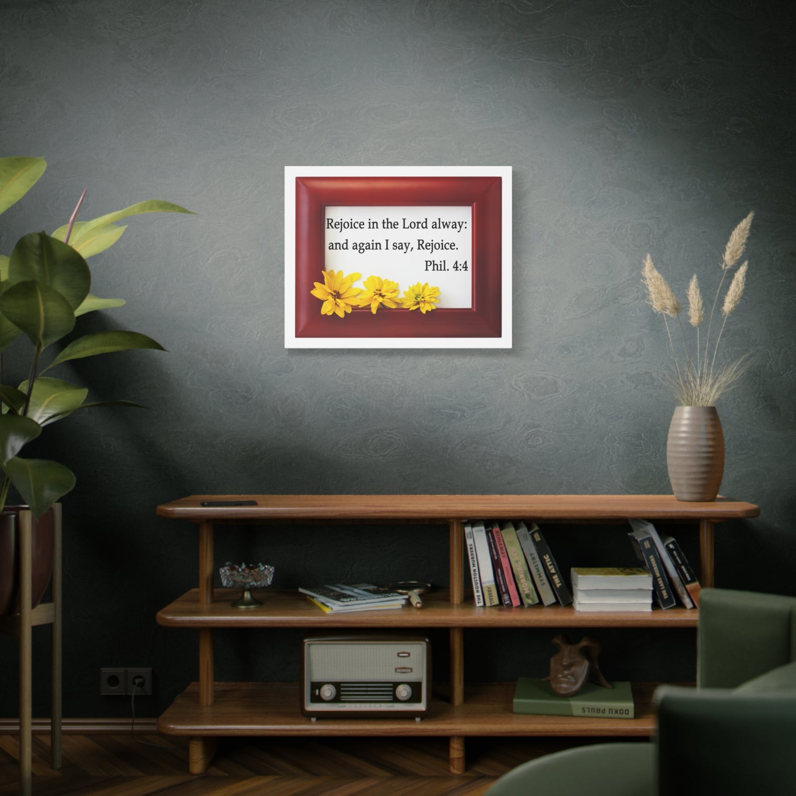 Scripture Walls Rejoice In The Lord Frame Philippians 4:4 Bible Verse Canvas Christian Wall Art Ready to Hang-Express Your Love Gifts